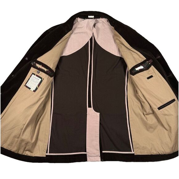 J Crew Blazer Mens XL Chocolate Brown Vintage Cord Sport Coat Elbow Patch - Picture 6 of 16
